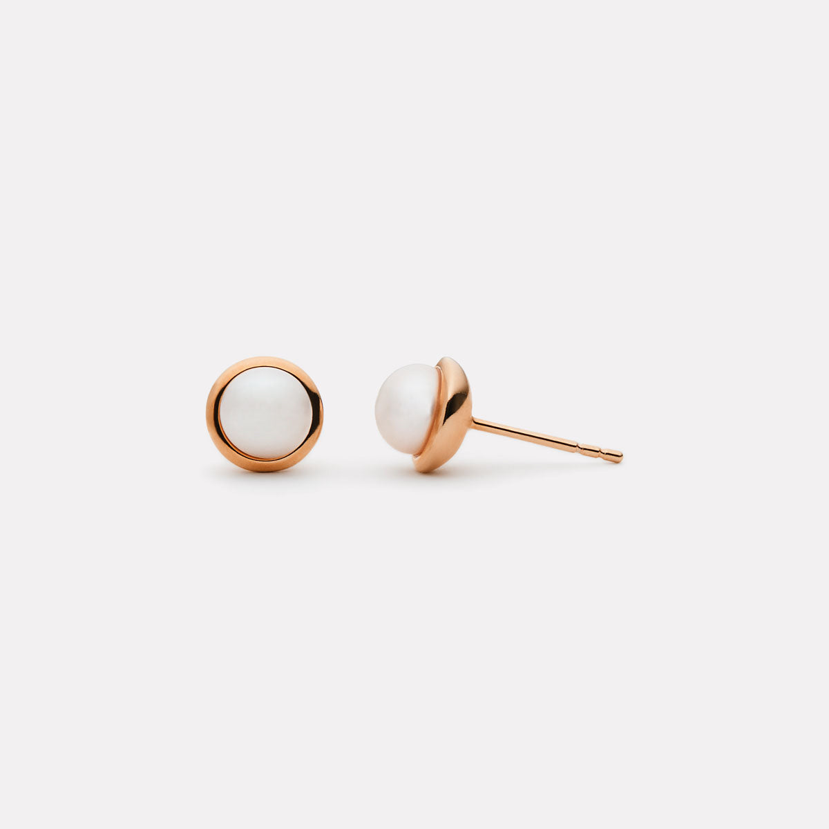 Najo Moonbeam Pearl Stud Earrings - Rose Gold