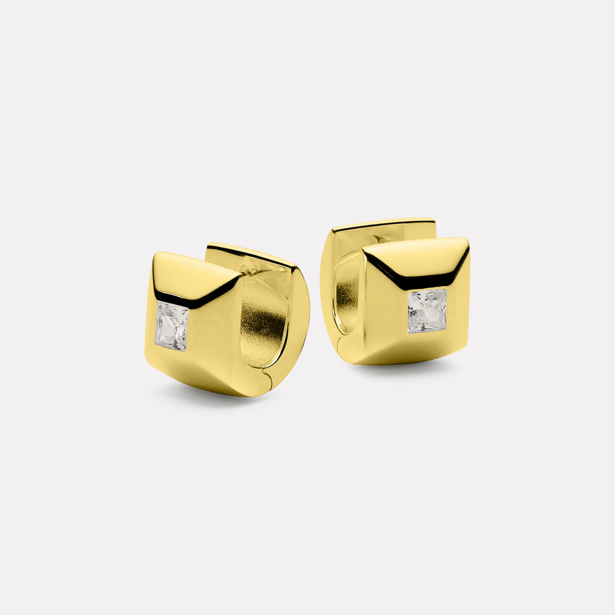 Najo Halo Cubic Zirconia Earrings - Yellow Gold