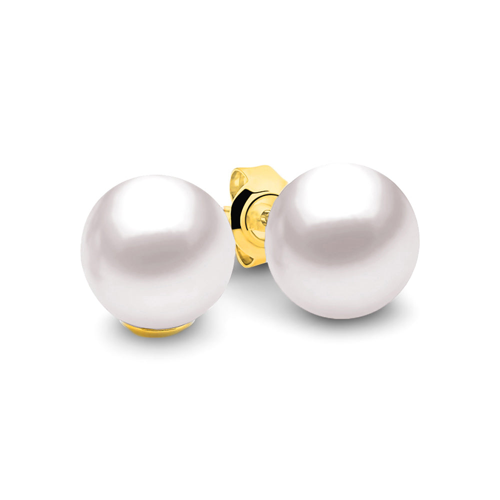 IKECHO 9ct Yellow Gold Fresh Water Pearl Stud Earrings