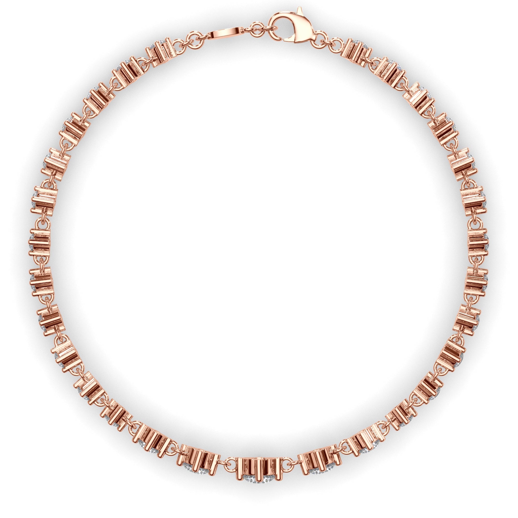 Round Brilliant Cut Natural Mined Diamond Tennis Bracelet