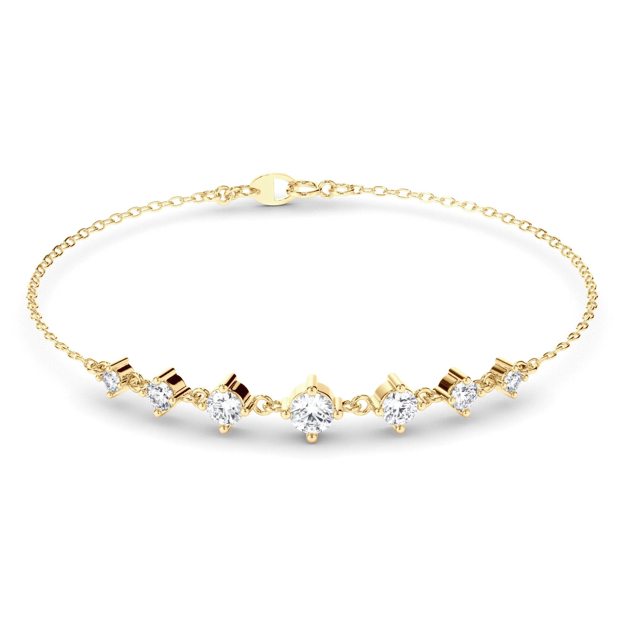 Graduating Round Brilliant Cut Natural Mined Diamond Bracelet