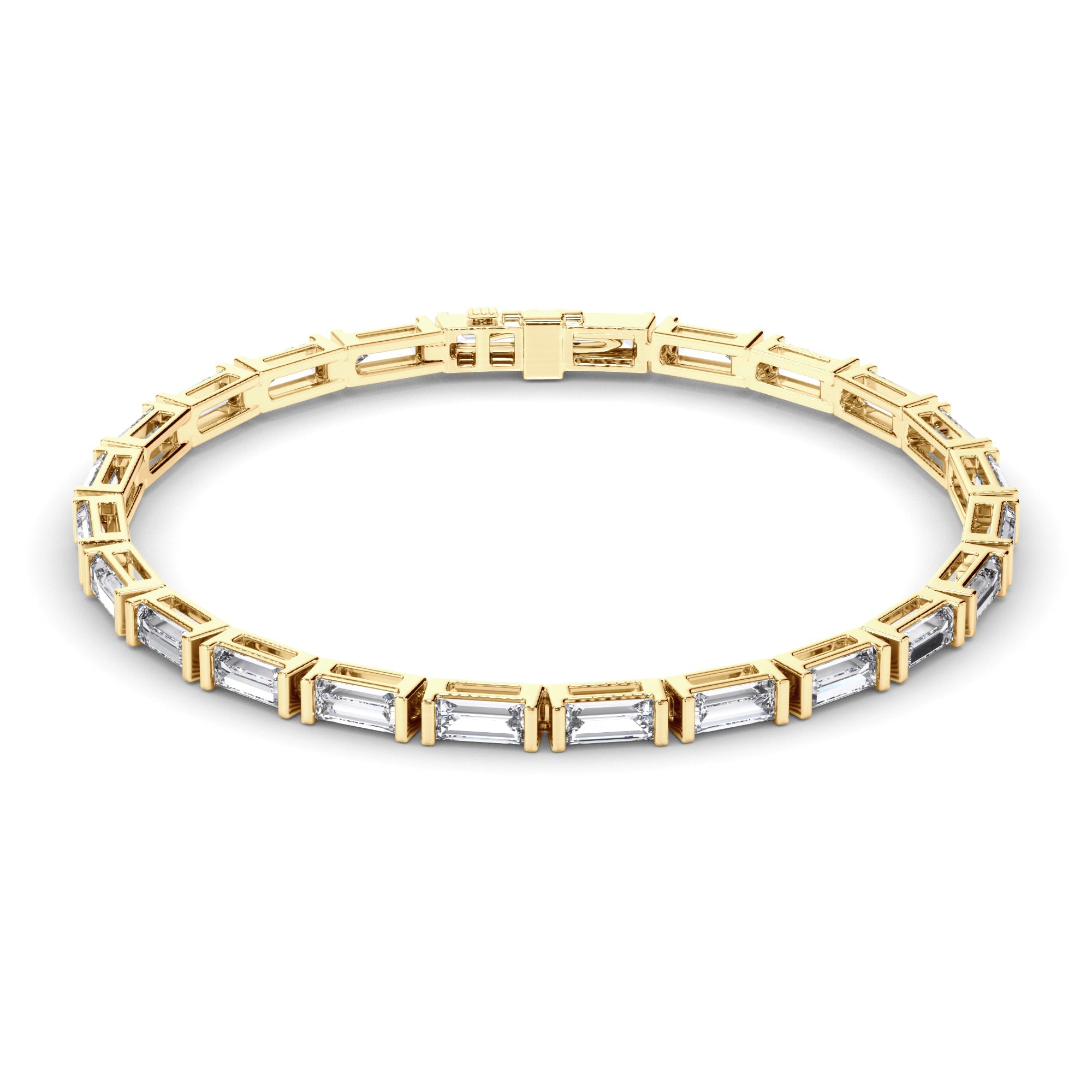 Baguette Cut Natural Mined Diamond Tennis Bracelet