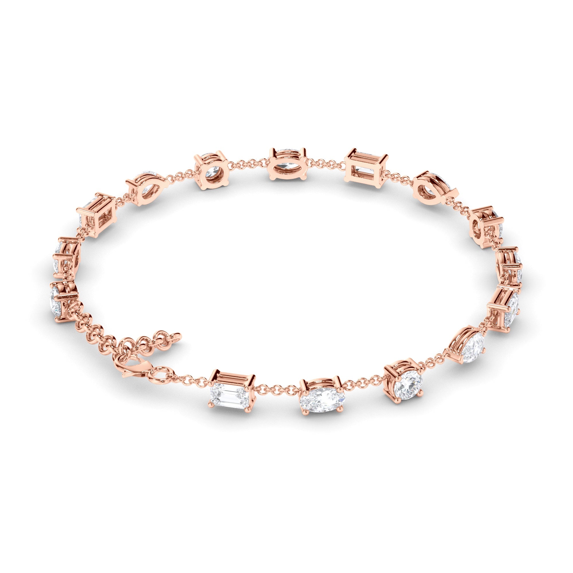 Multi-Shape Natural Mined Diamond Tennis Bracelet