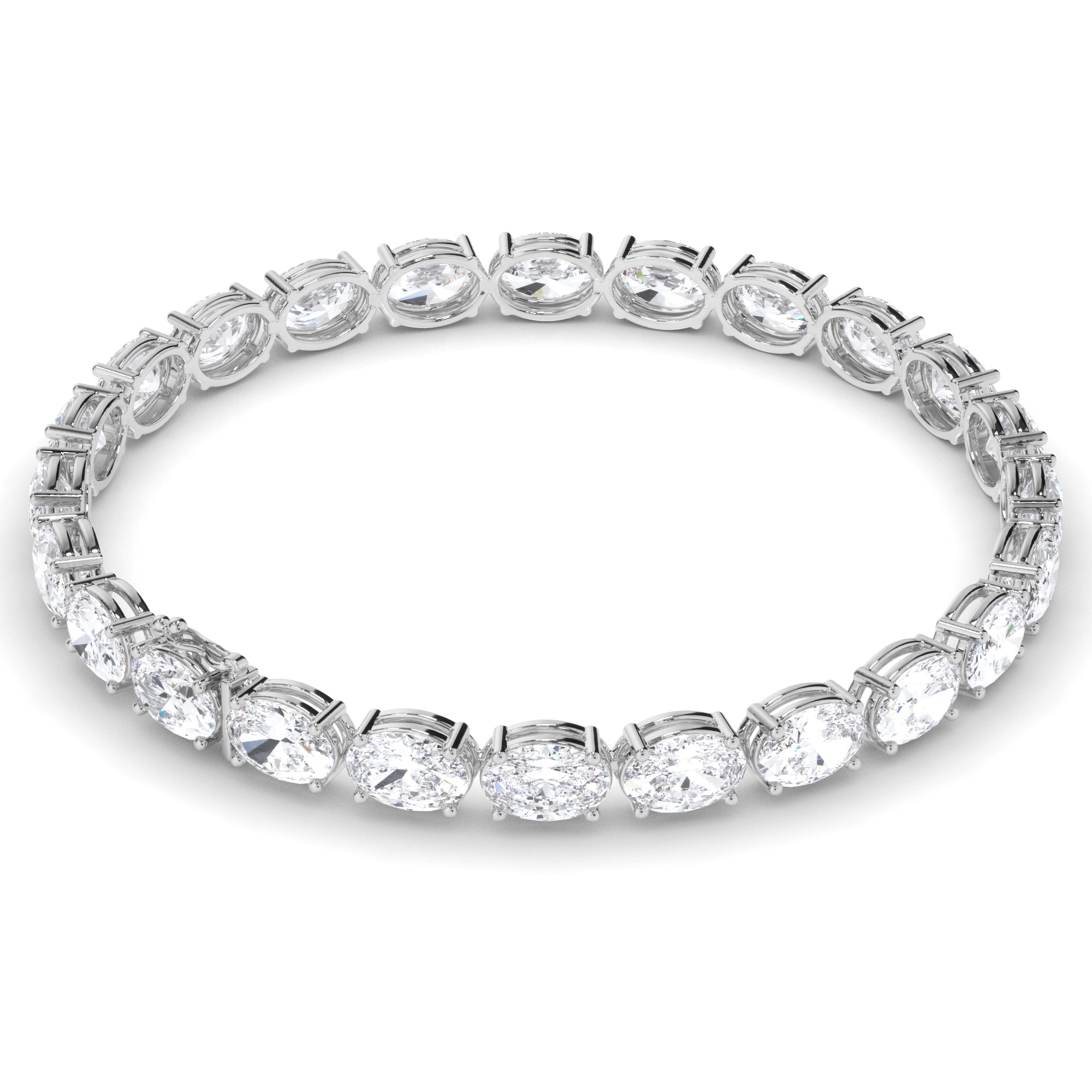 Oval Cut Natural Mined Diamond Tennis Bracelet