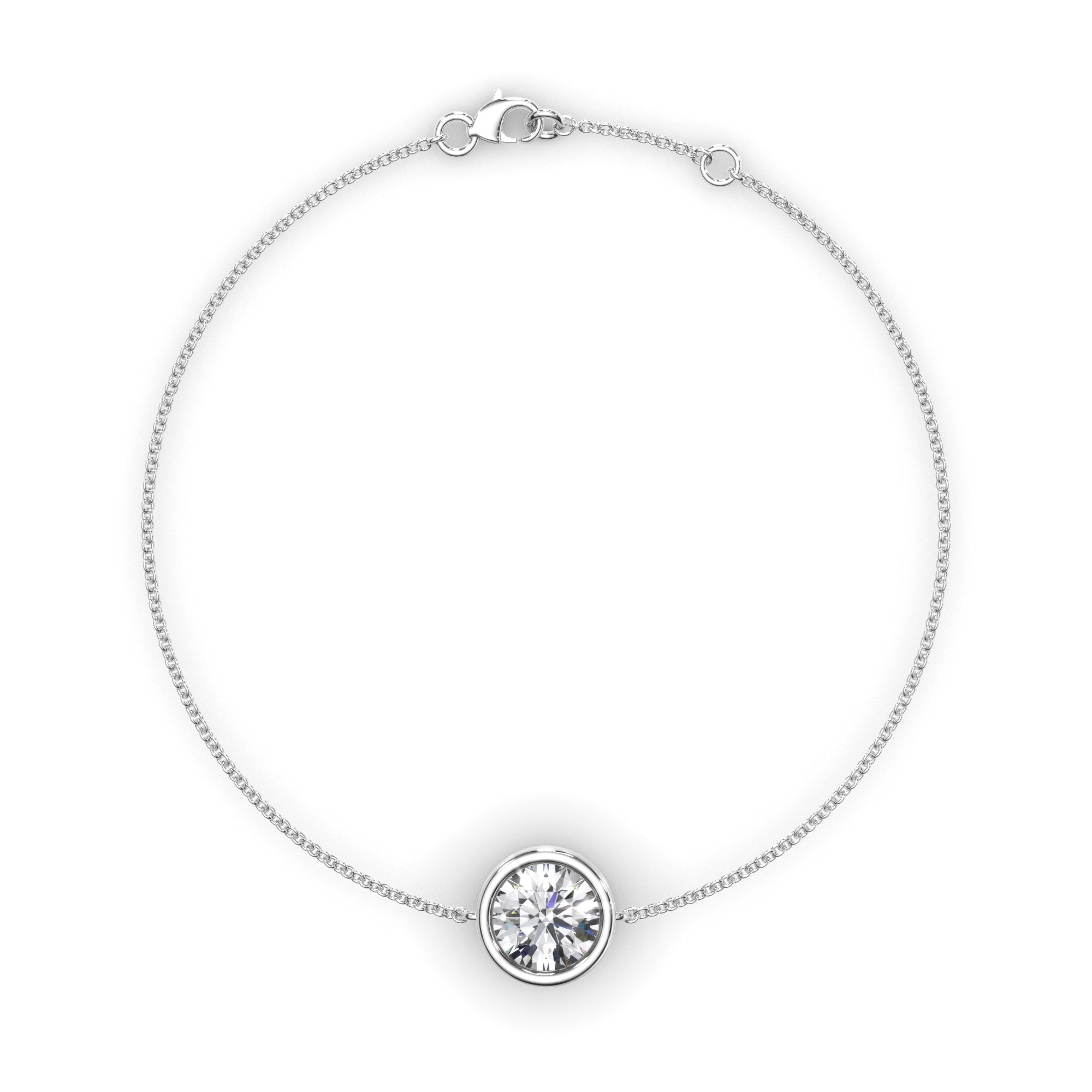 Round Brilliant Cut Diamond Bezel Set Bracelet
