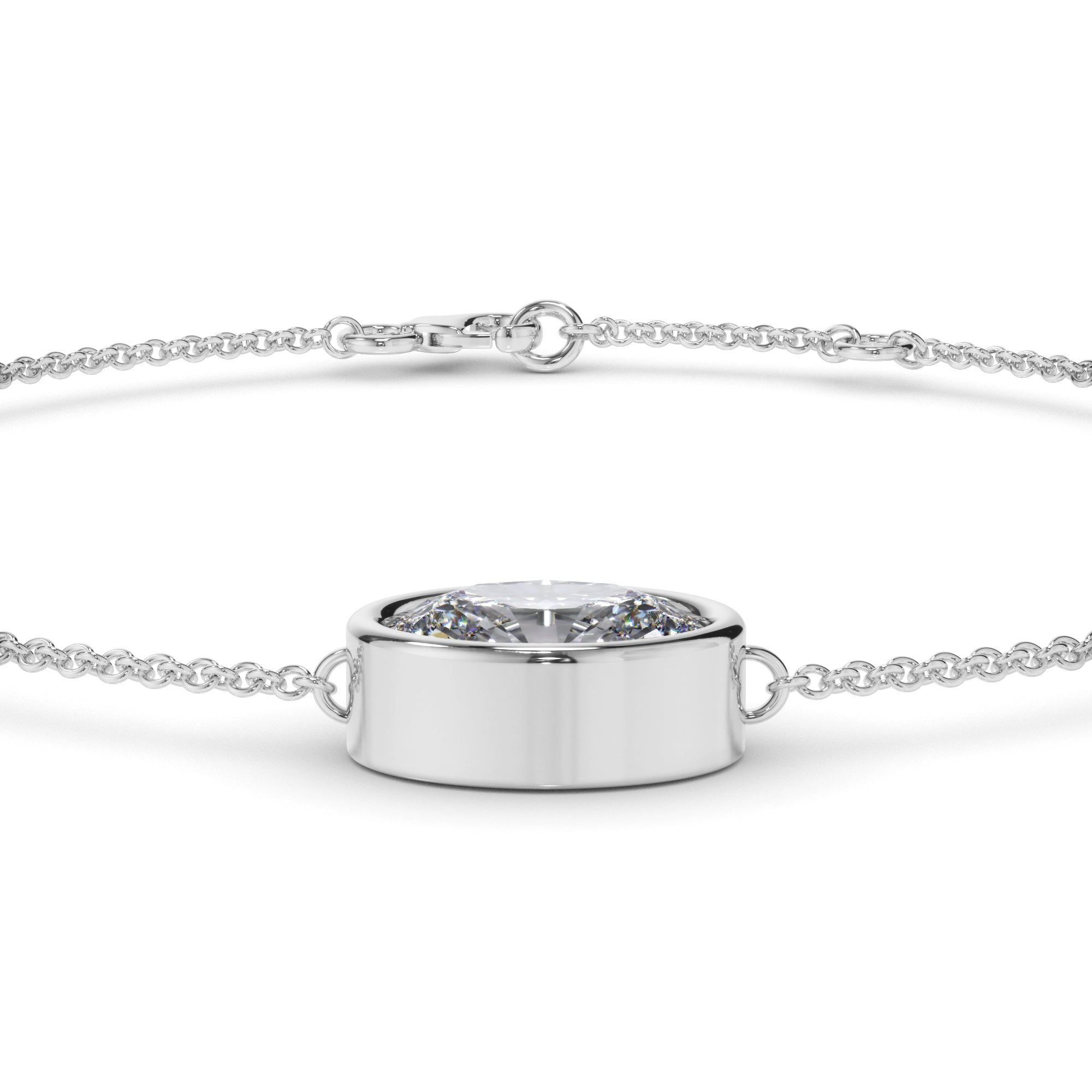 Oval Cut Diamond Bezel Set Bracelet