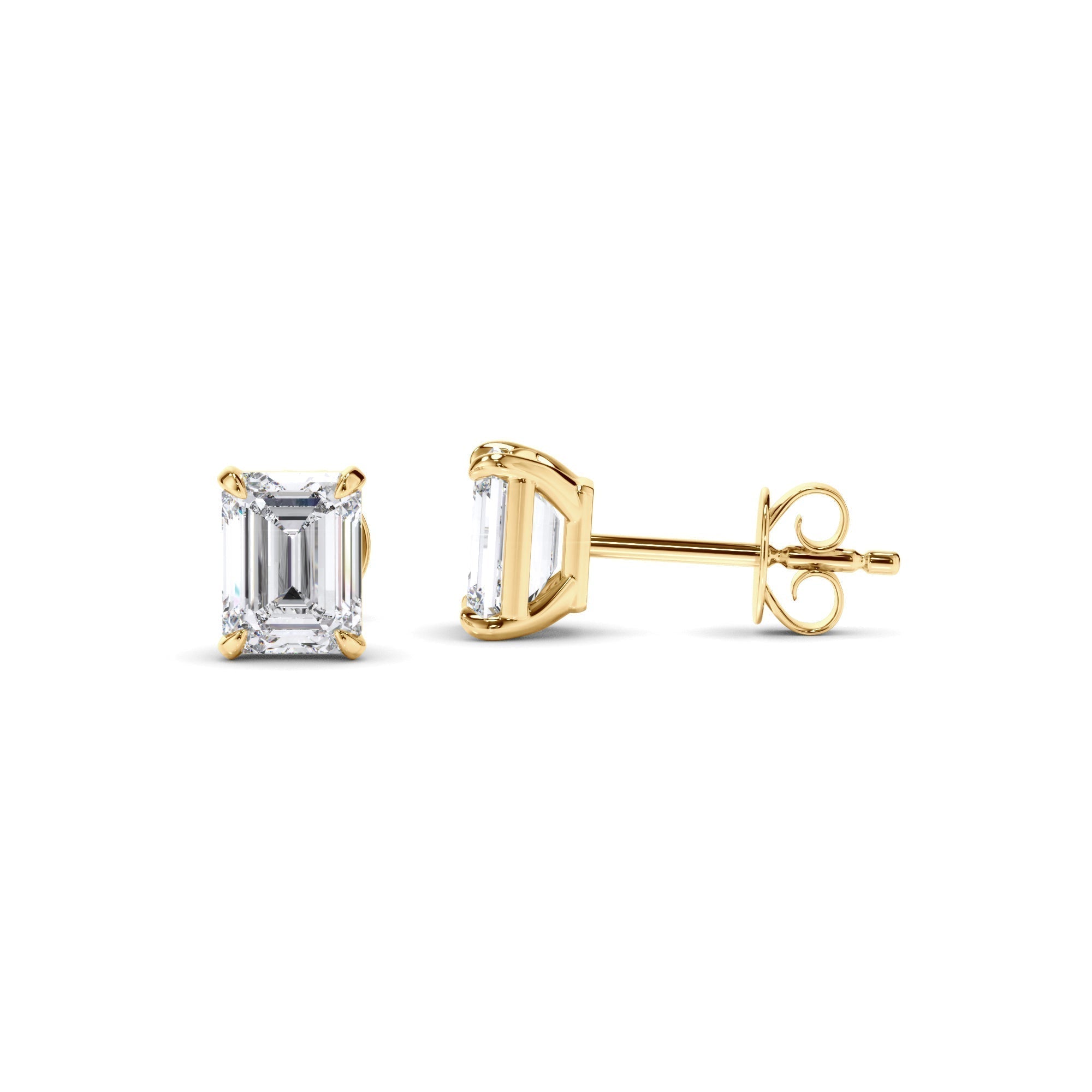 Emerald Cut Diamond Stud Earrings