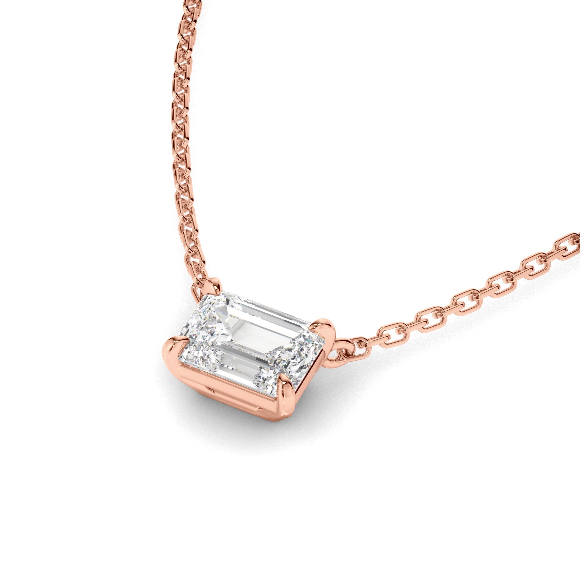 East West Emerald Cut Diamond Necklet