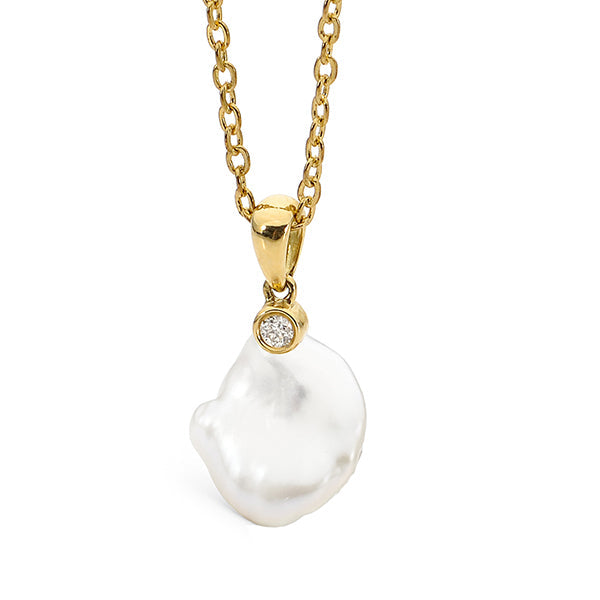 9ct Yellow Gold Elsie Pearl Pendant