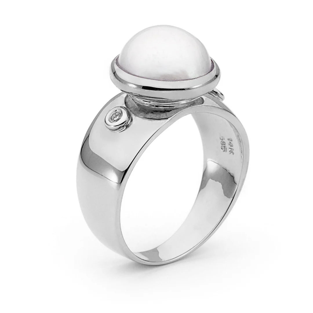 Ikecho Ava Mabe Pearl & CZ Ring