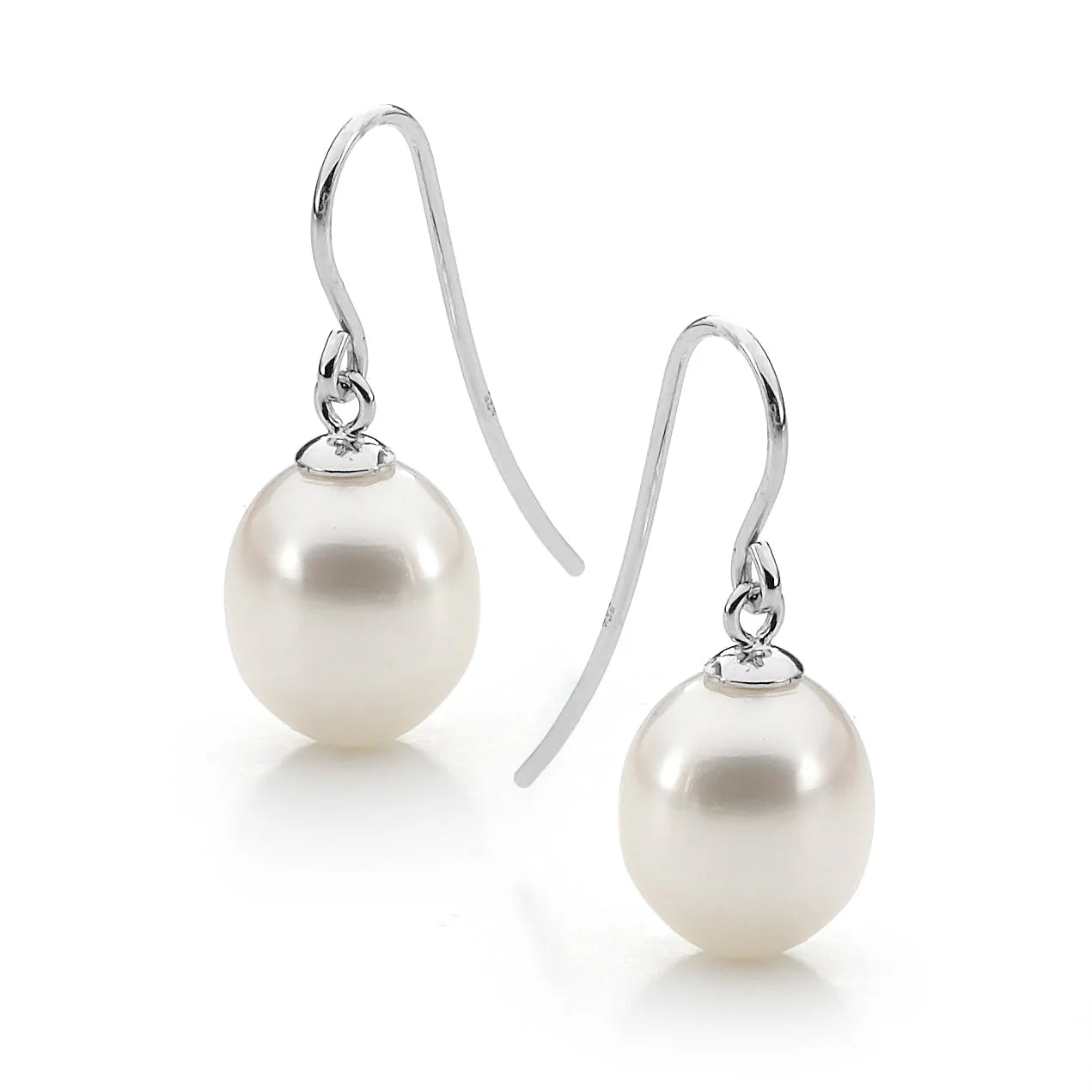 Ikecho Juliane White Gold Pearl Drop Earrings 7.5-8mm