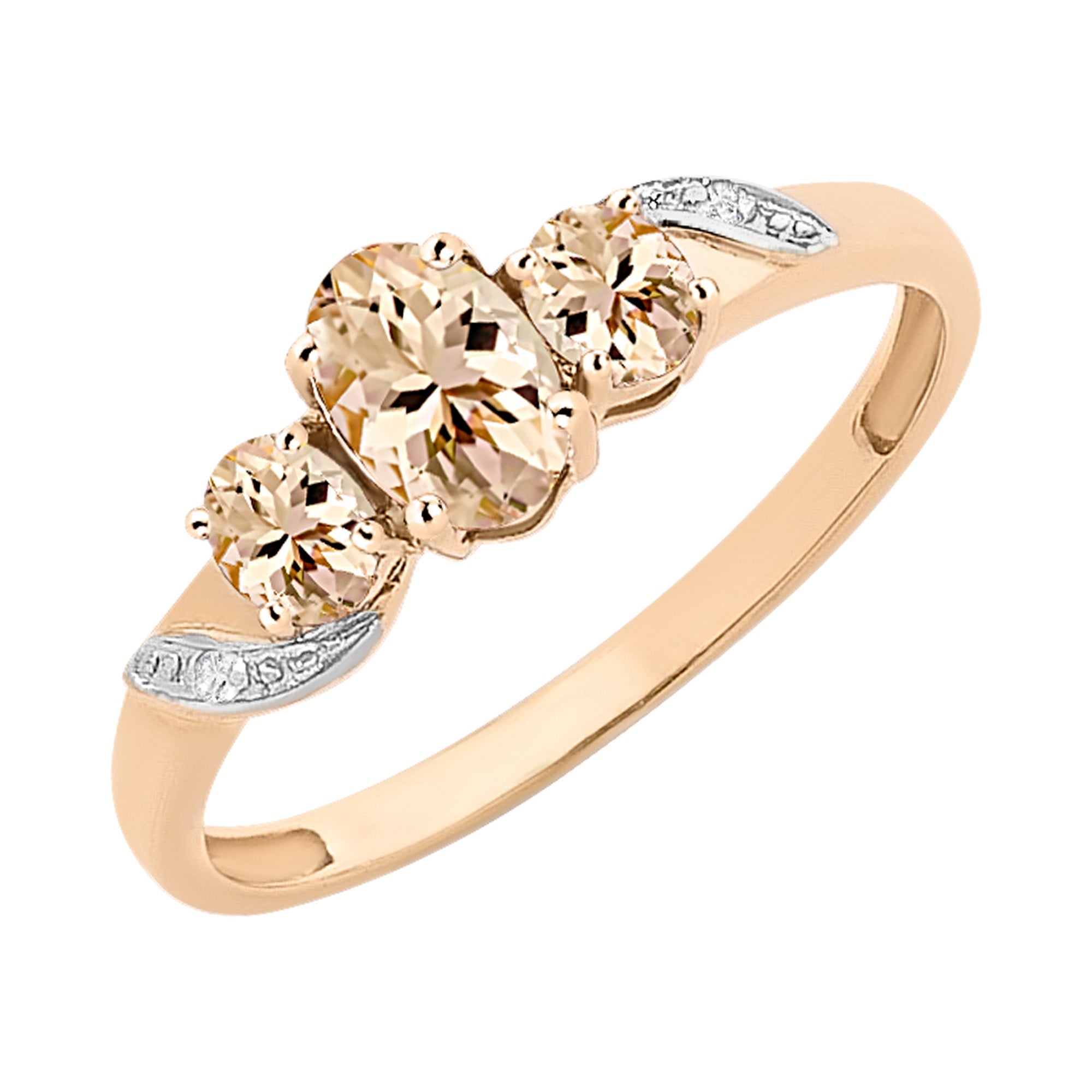 9ct Rose Gold Morganite & Diamond Ring