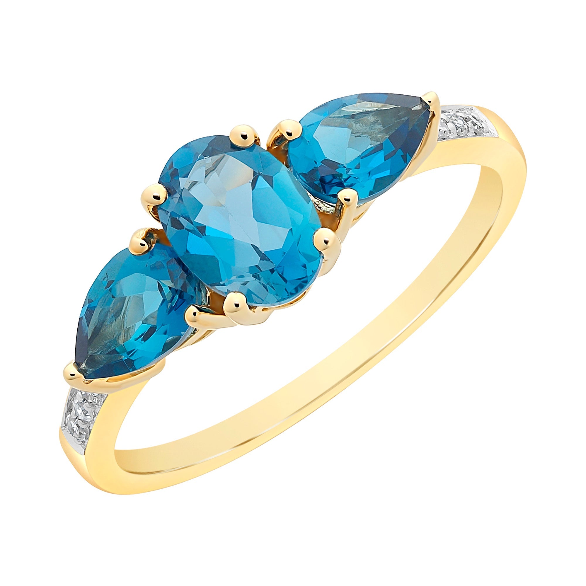 9ct Gold London Blue Topaz & Diamond Ring