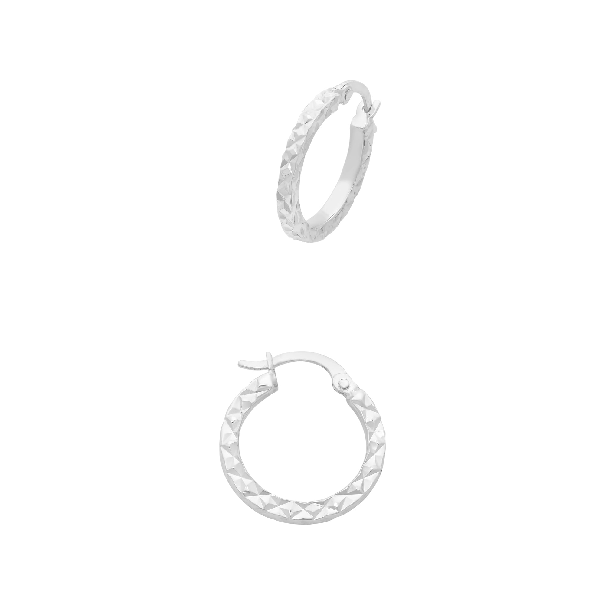 Sterling Silver Diamond Cut Hoop Earrings