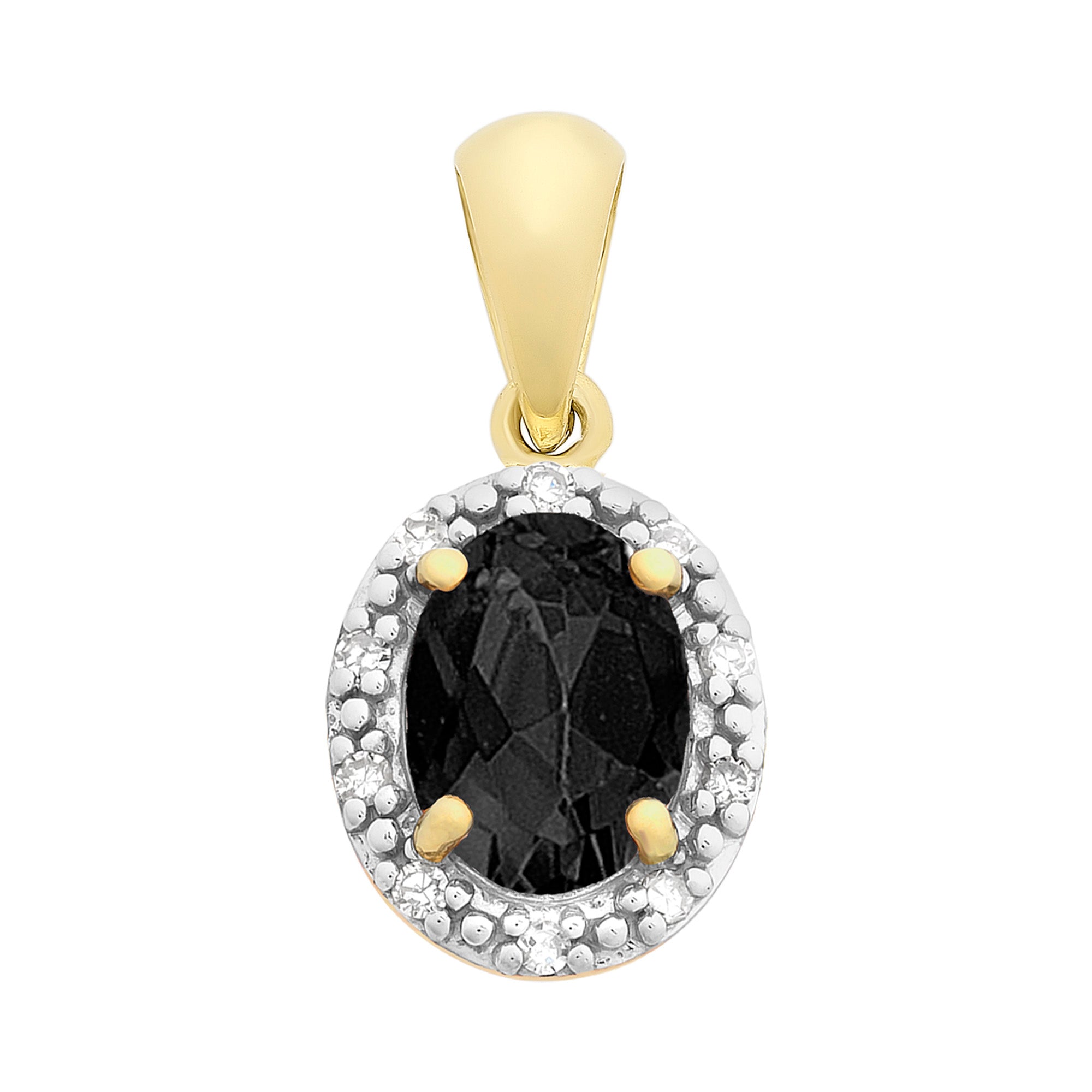 9ct Gold Natural Sapphire & Diamond Pendant