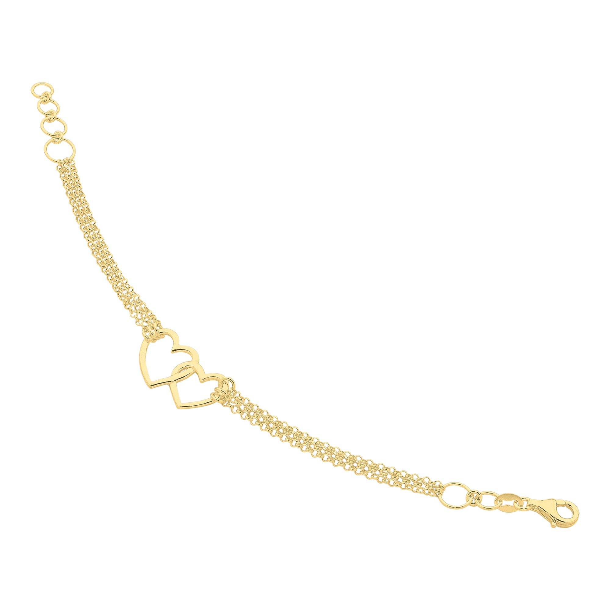 Gold-Plated Sterling Silver Double Heart Bracelet