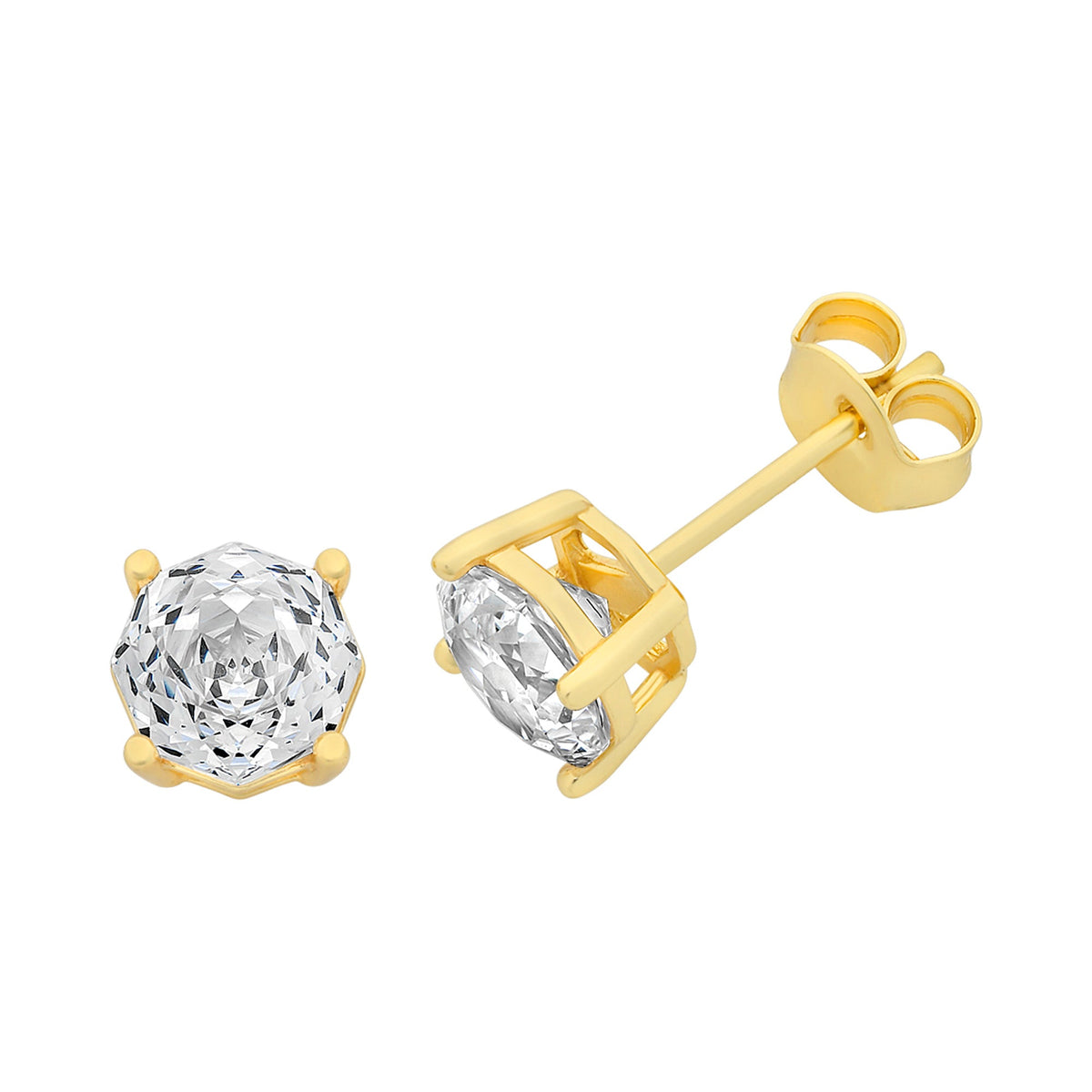Gold-Plated Sterling Silver Cubic Zirconia Stud Earrings