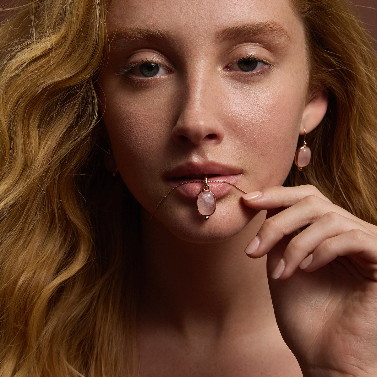 Najo Fleur Rose Quartz Earrings