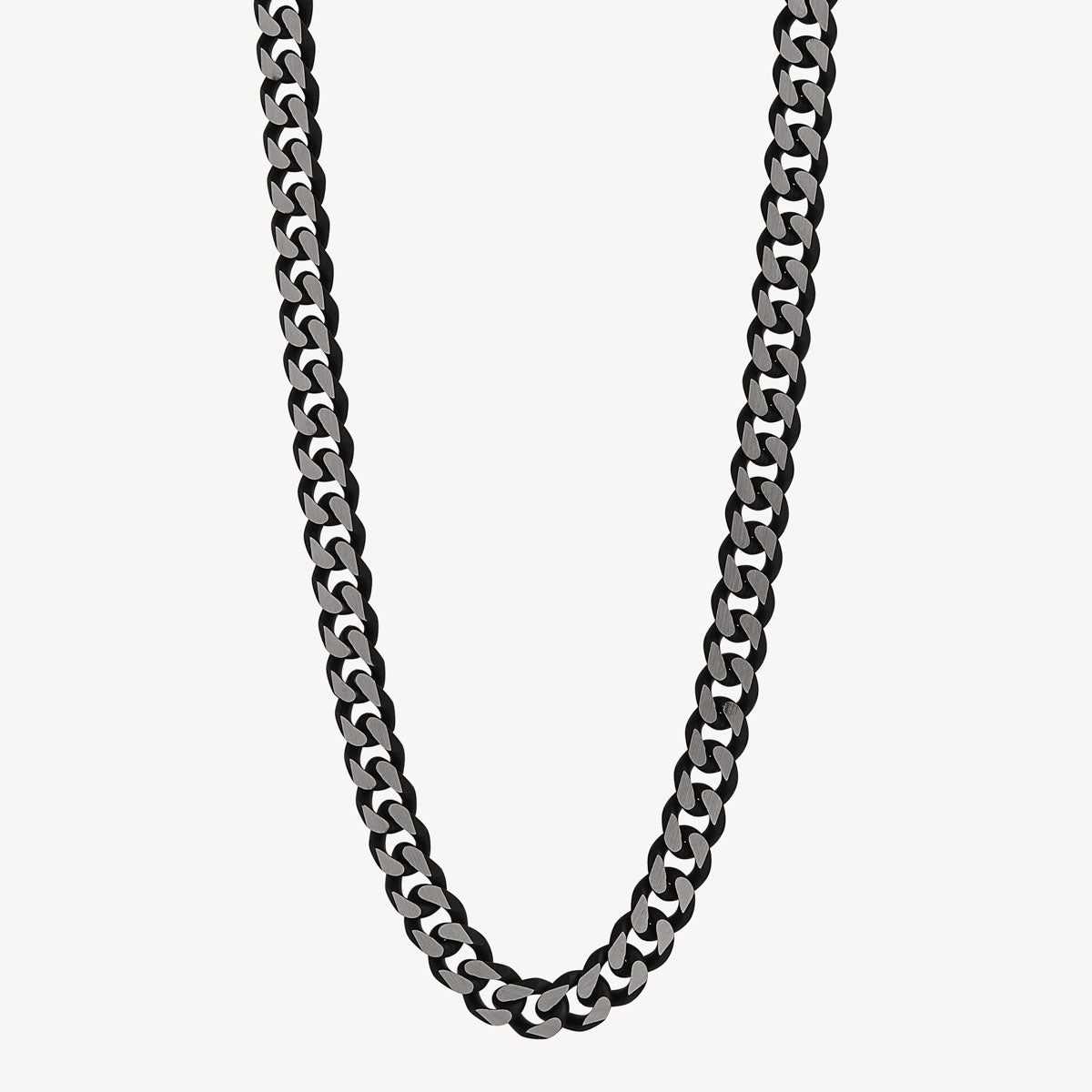 Najo Nero Men’s Steel Curb Chain Necklace (Bold)
