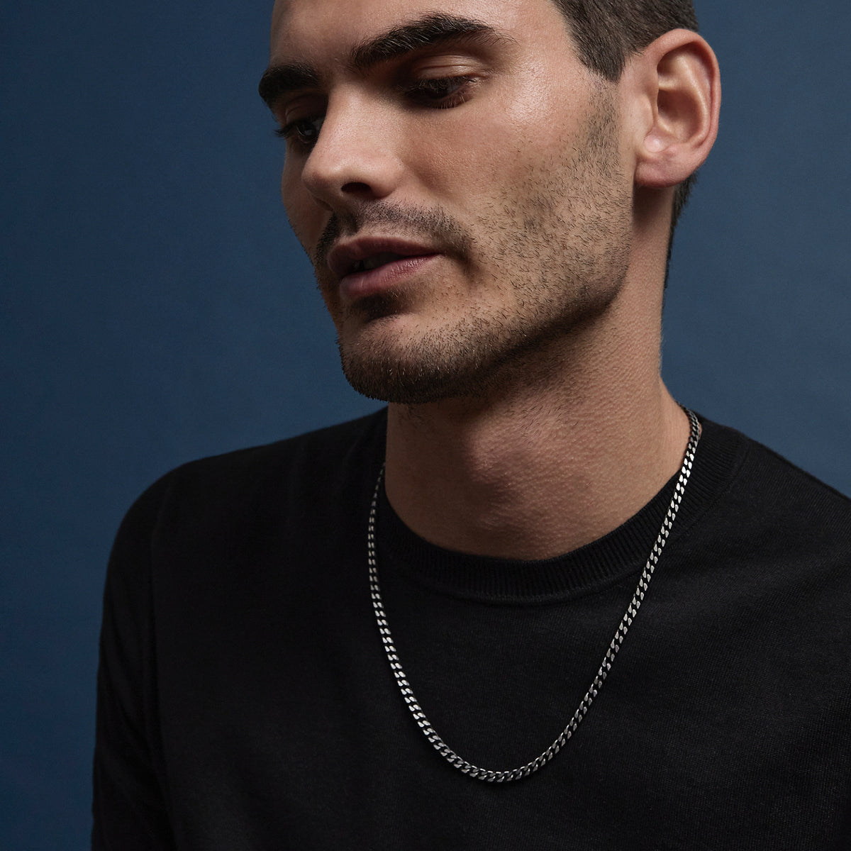 Najo Nero Men’s Steel Curb Chain Necklace