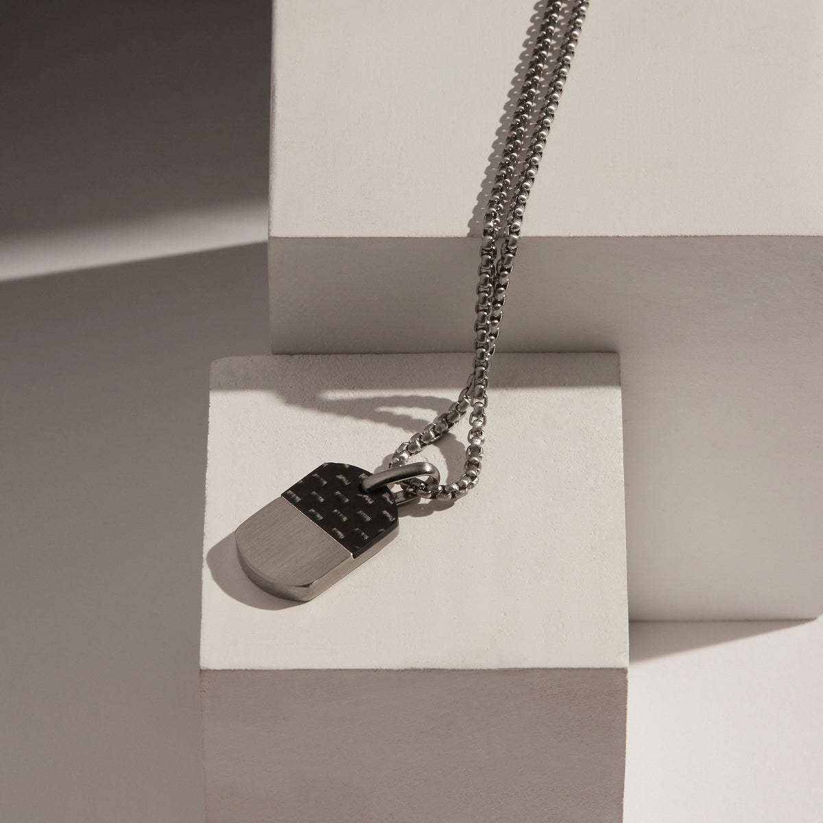 Najo Aviator Carbon Fibre and Steel Dog Tag Pendant