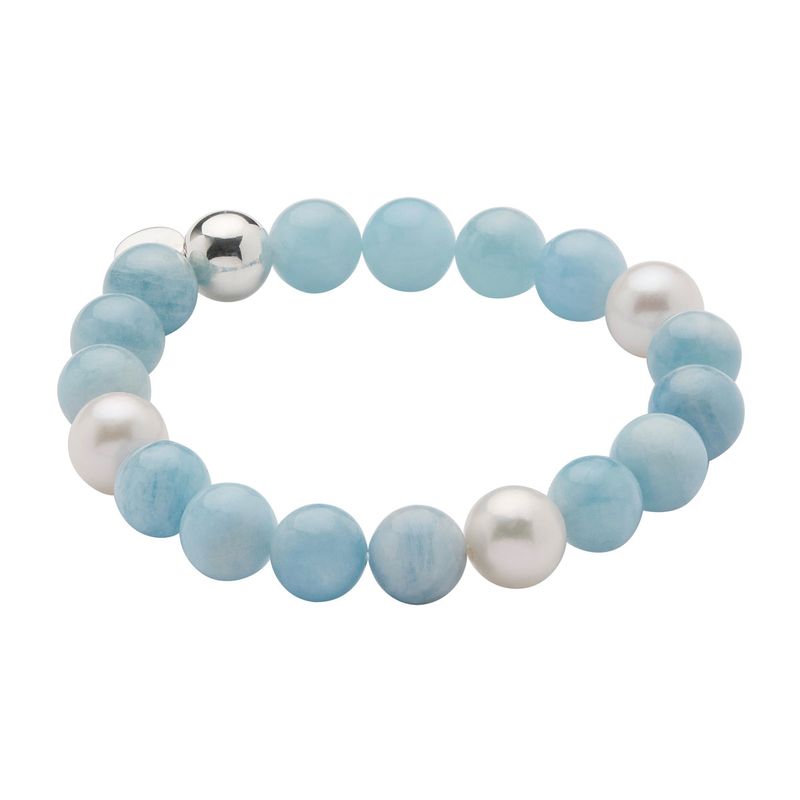 Najo Sunset Aquamarine & Pearl Stretch Bracelet