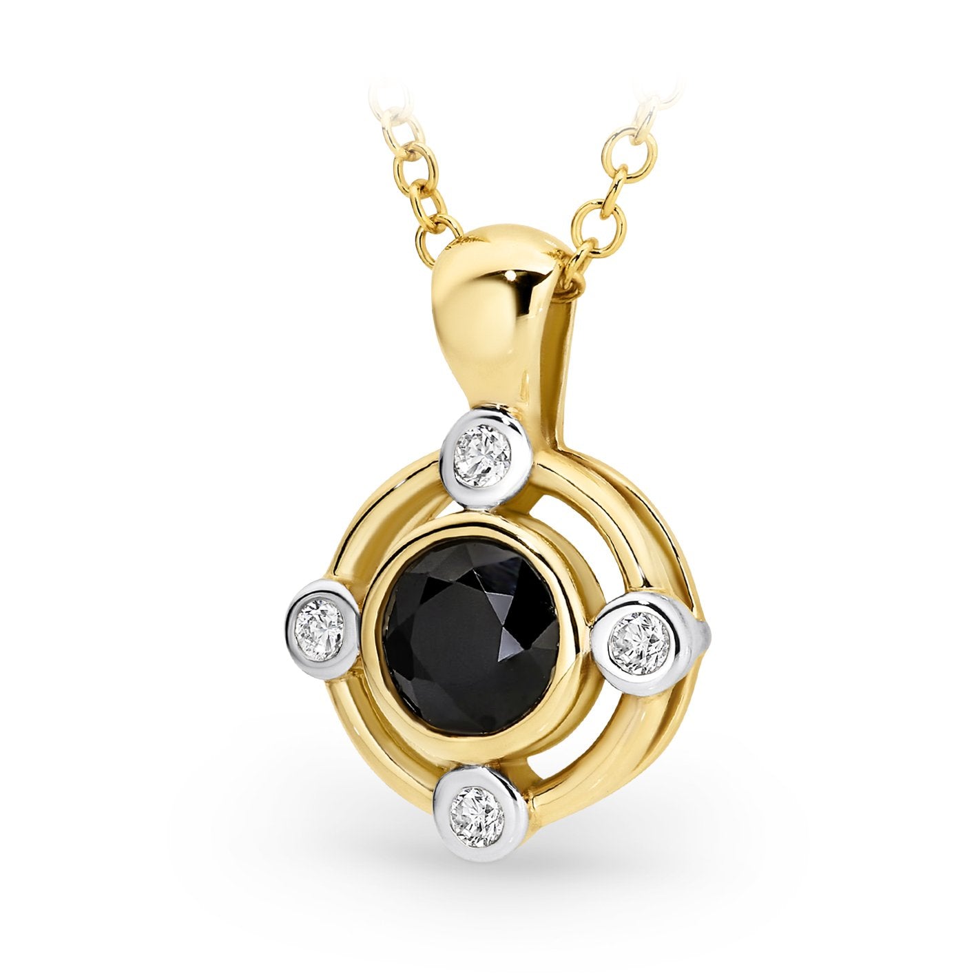 0.69ct Sapphire & Diamond Pendant in 9ct Yellow Gold