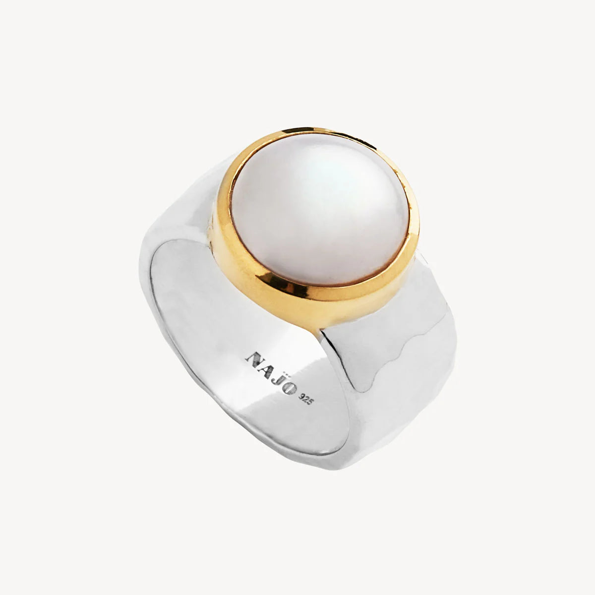 Najo Chroma Sil/Yell Gold Pearl Ring - Large