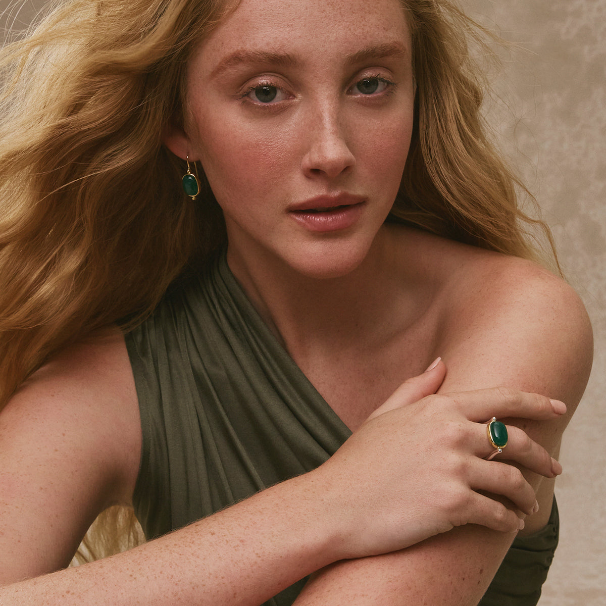 Najo Fleur Green Onyx Ring - Medium