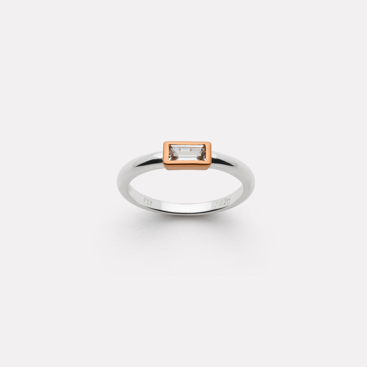 Najo Skye 2-Tone Cubic Zirconia Ring - Silver/Rose Gold - Extra Small