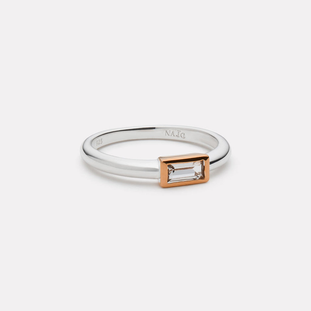 Najo Skye 2-Tone Cubic Zirconia Ring - Silver/Rose Gold - Extra Small