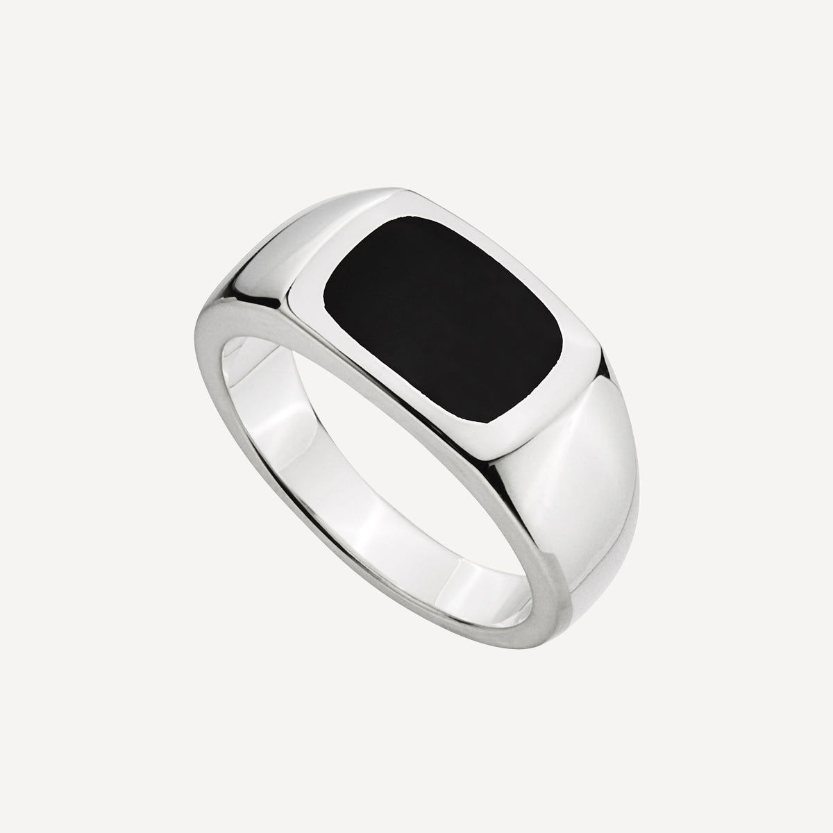 Najo Expedition Men’s Silver Black Onyx Ring - 12
