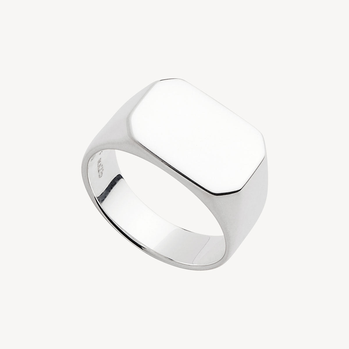 Najo Moto Men’s Silver Rectangular Signet Ring - 12