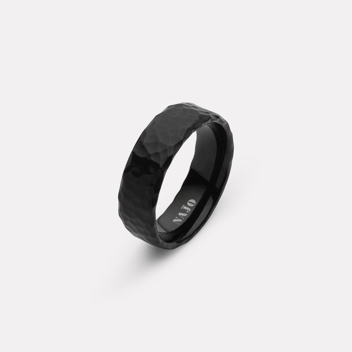 Najo Midnight Men's Black PVD Steel Ring - Size 13