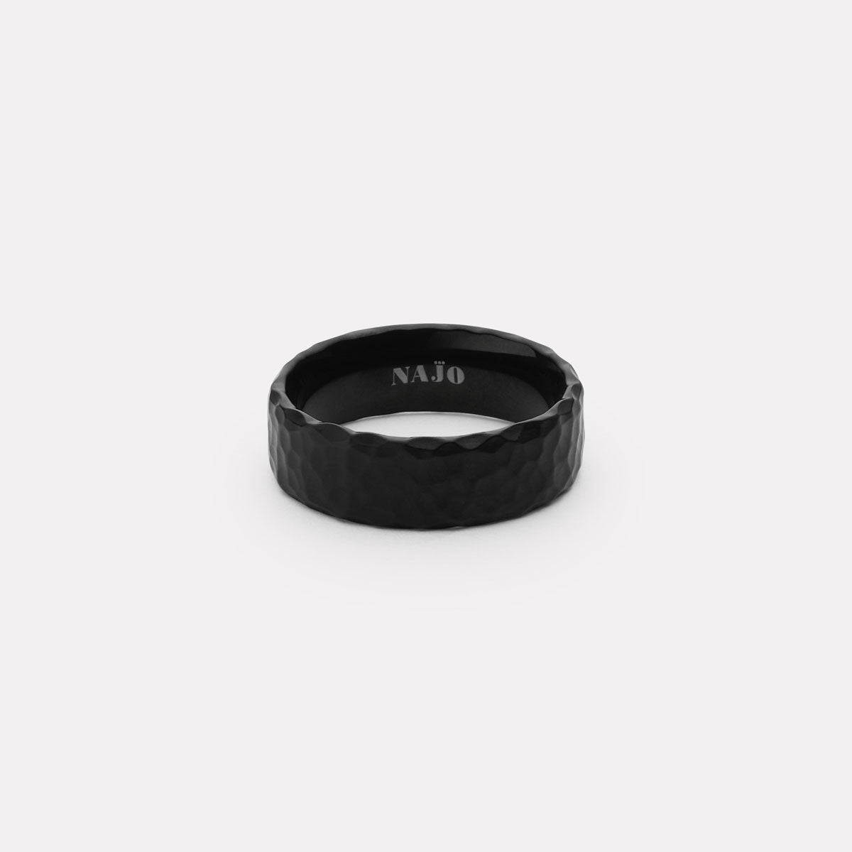 Najo Midnight Men's Black PVD Steel Ring - Size 13