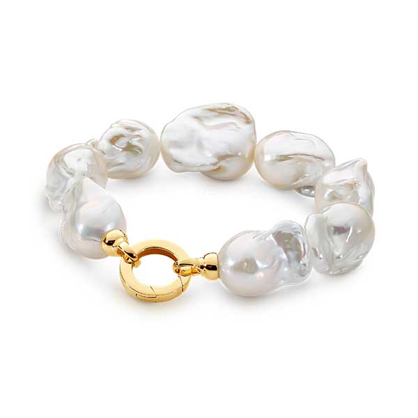 9ct Yellow Gold Pebble Pearl Bracelet