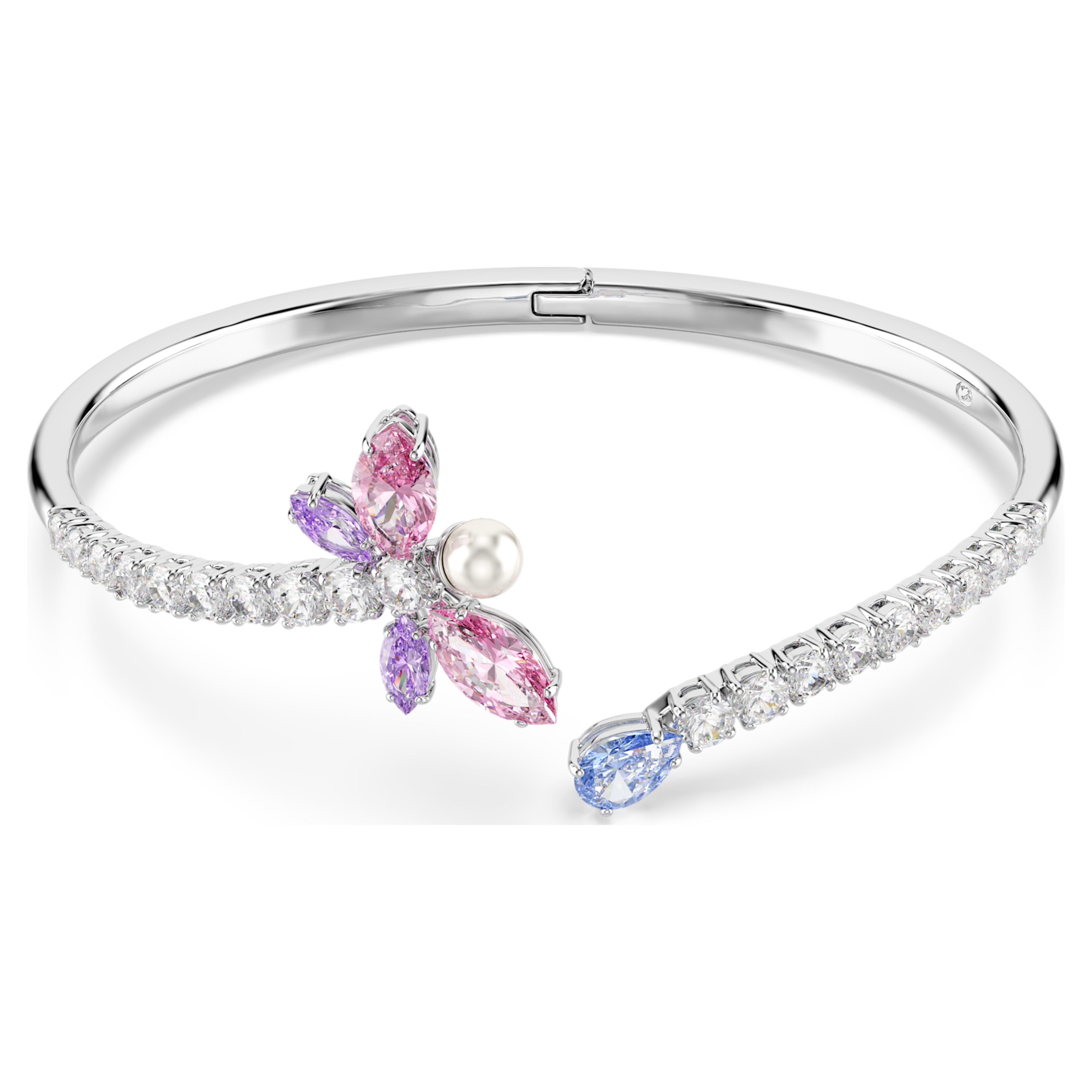 Swarovski Ariana Grande x Swarovski Bangle – Mixed cuts, Dragonfly, Multicolored, Rhodium plated