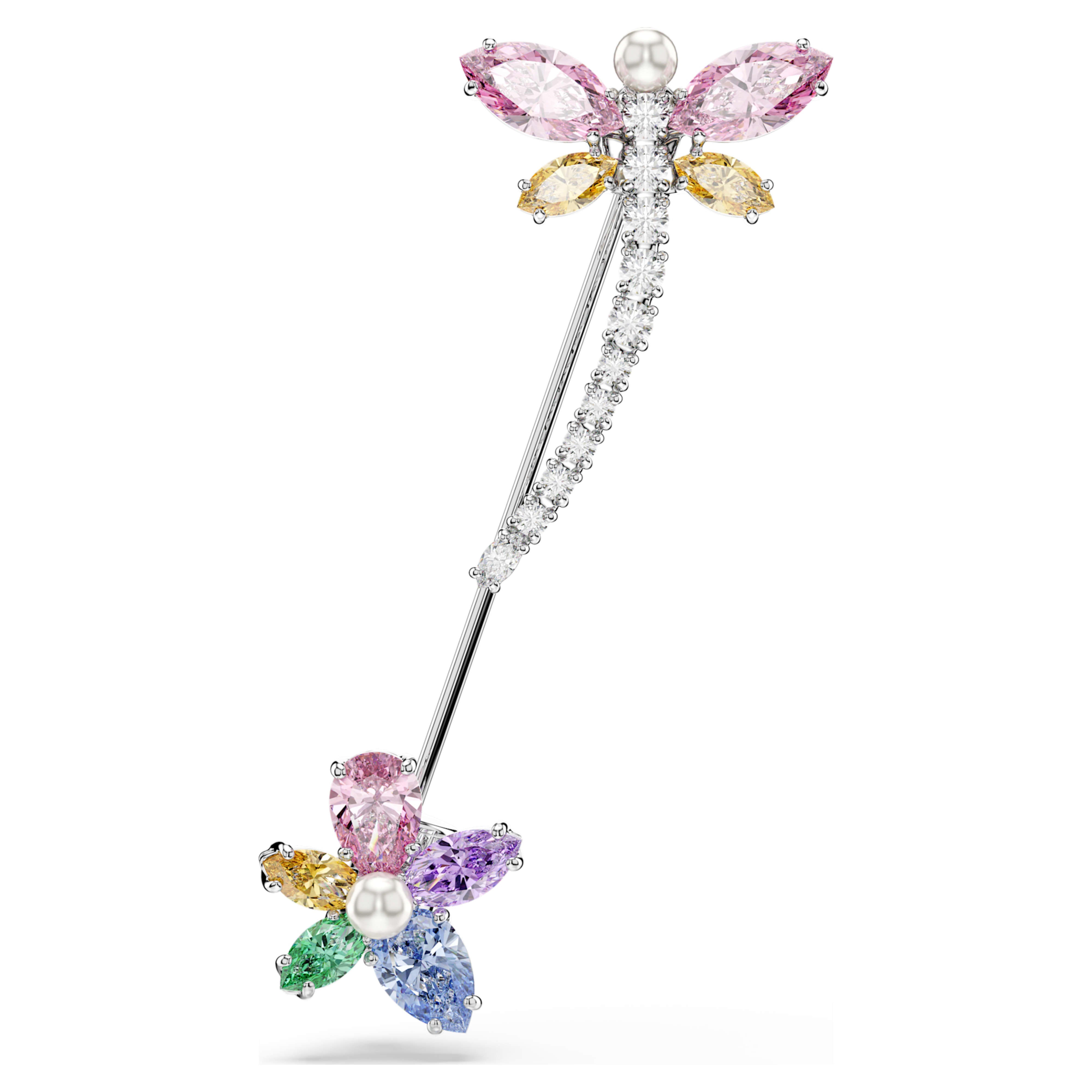 Swarovski Ariana Grande x Swarovski Brooch – Mixed cuts, Dragonfly, Multicolored, Rhodium plated