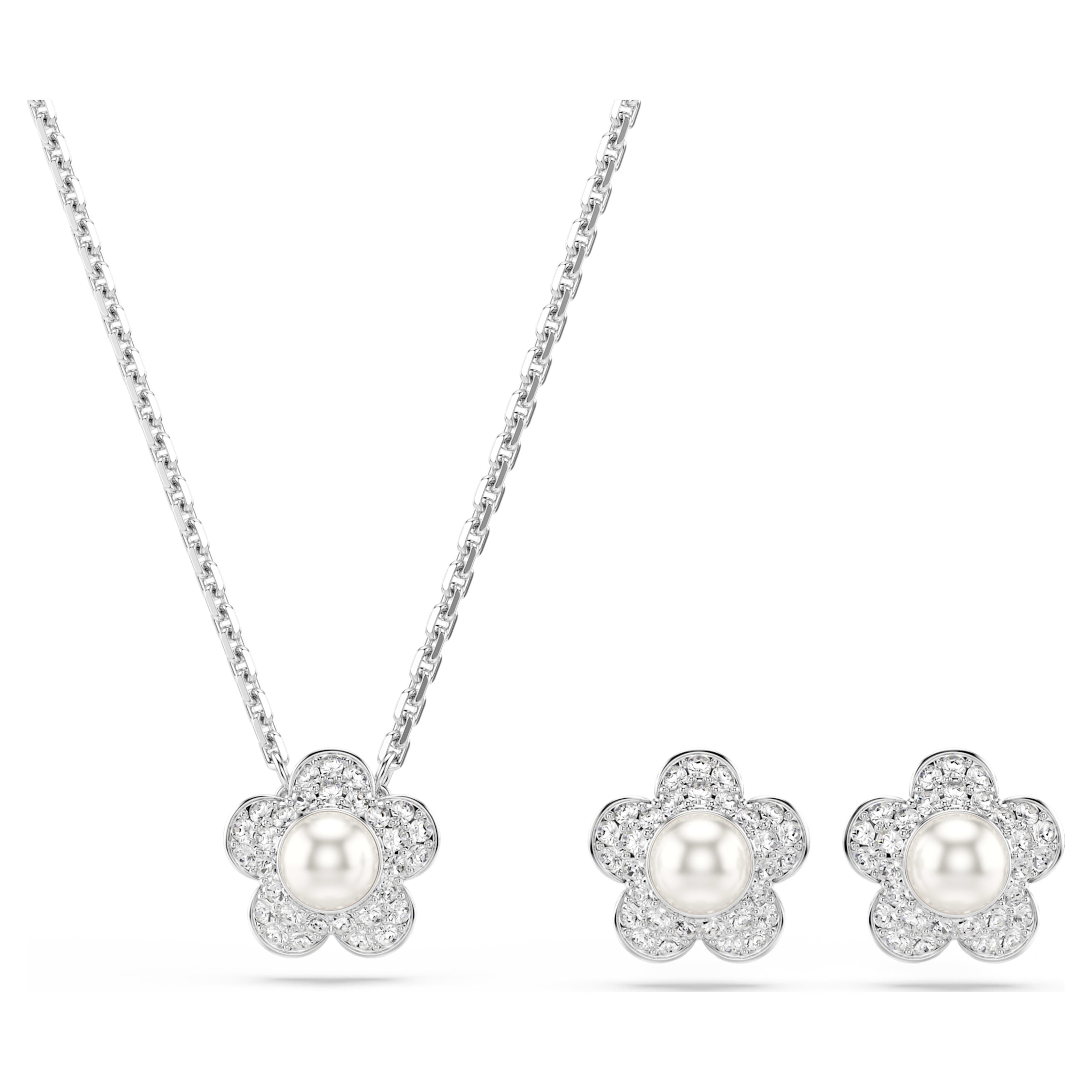Swarovski Ariana Grande x Swarovski Gift Set – Crystal pearl, Round cut, Flower, White, Rhodium plated