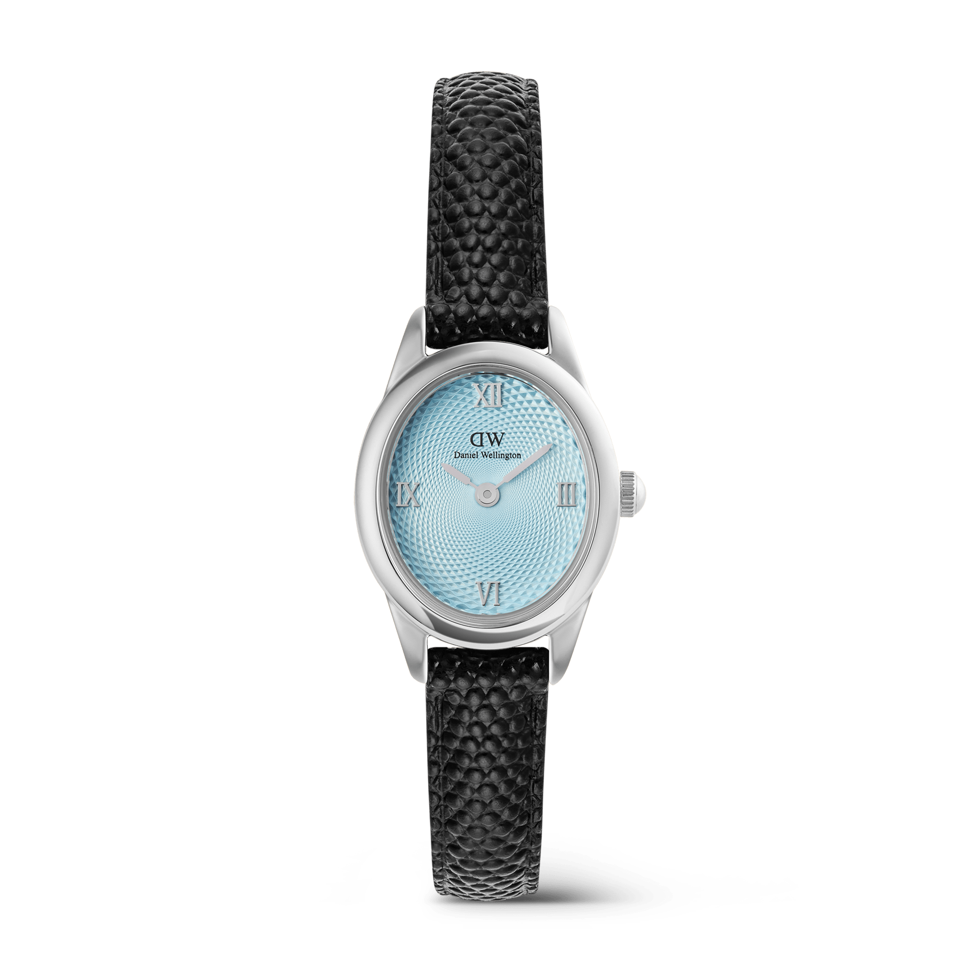 Daniel Wellington Ophelia Mini Black Lizard Ice Blue Guilloché Silver
