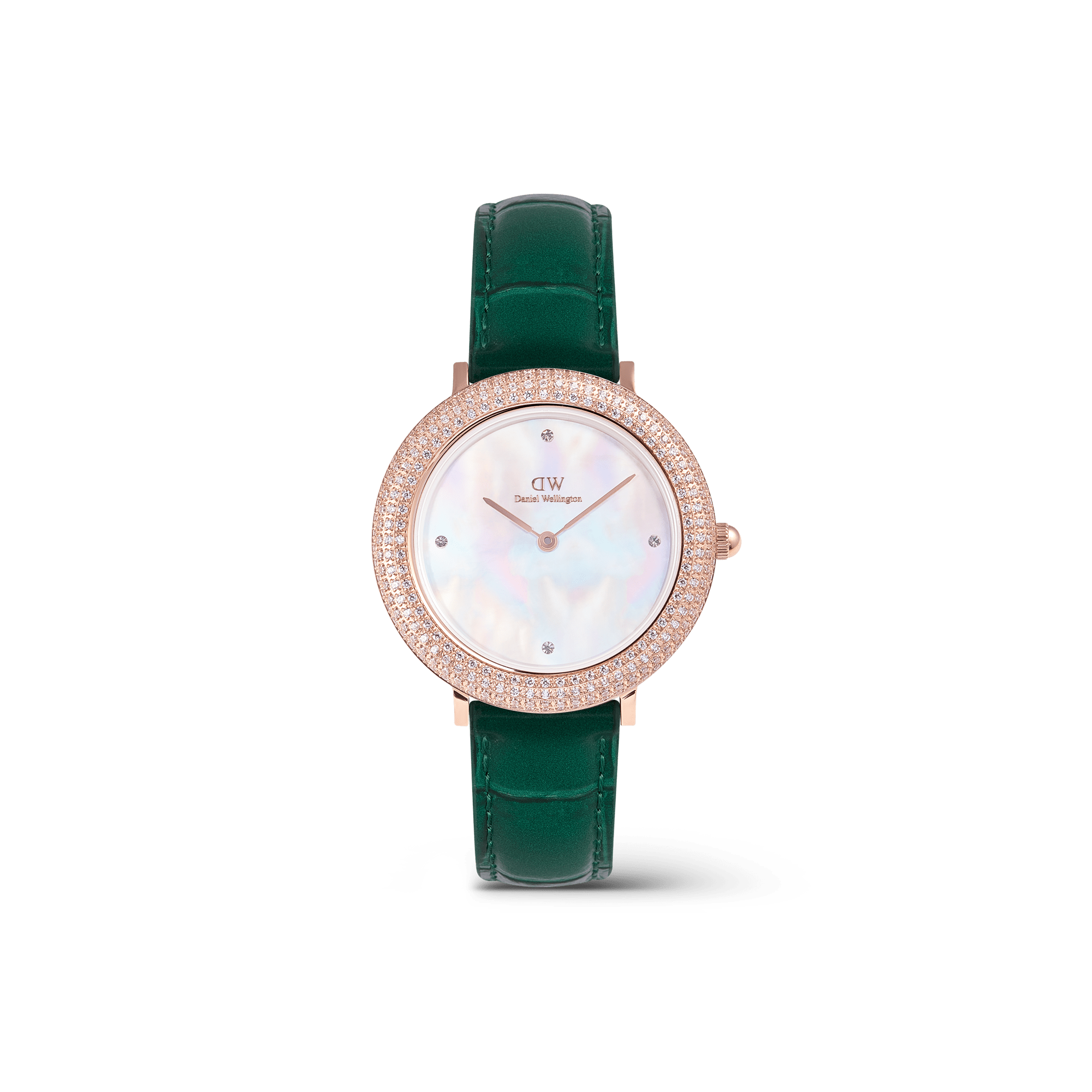 Daniel Wellington Crystalline Bezel Green Croc Rose Gold Watch