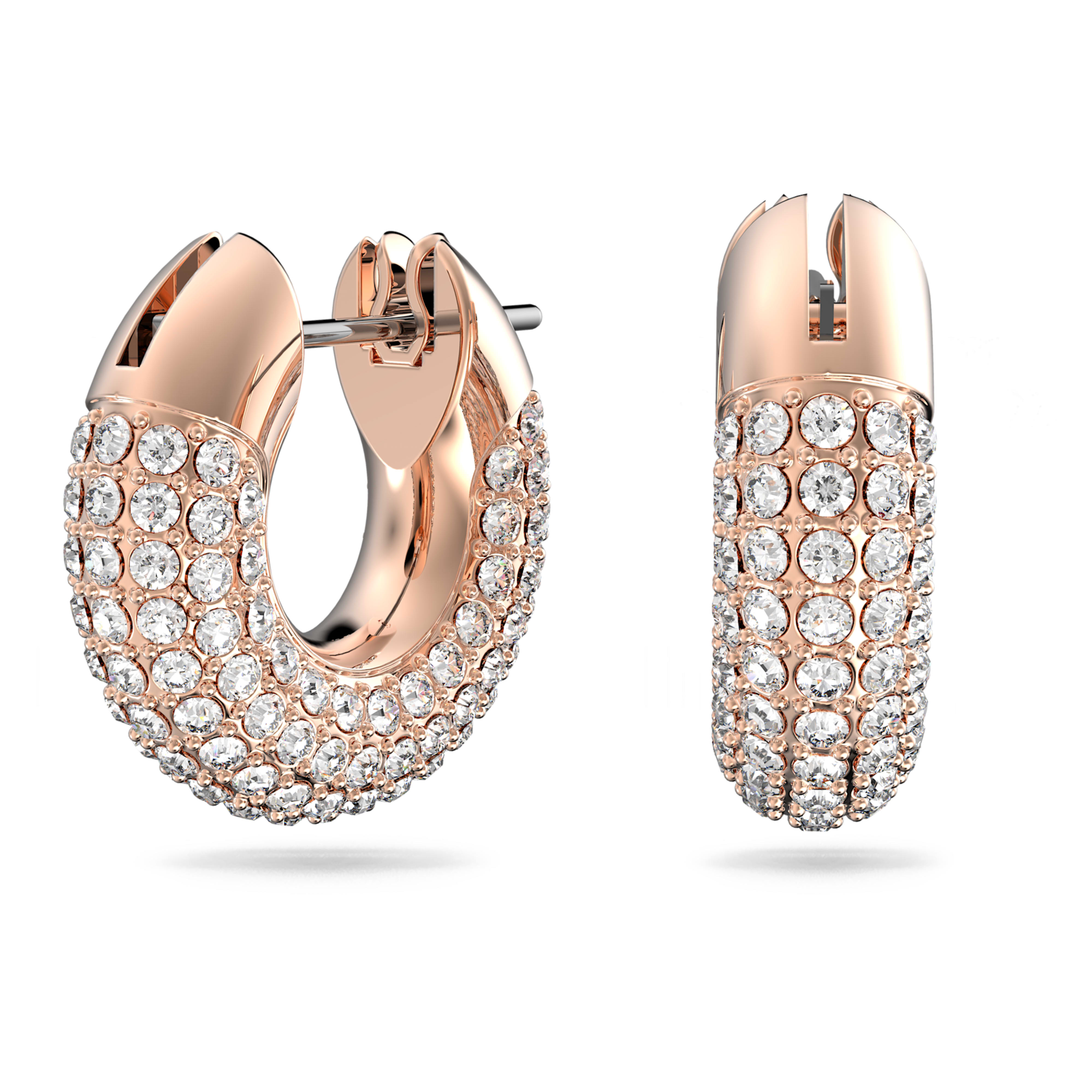 Swarovski Dextera Hoop Earrings – Small, White, 18K rose gold finish