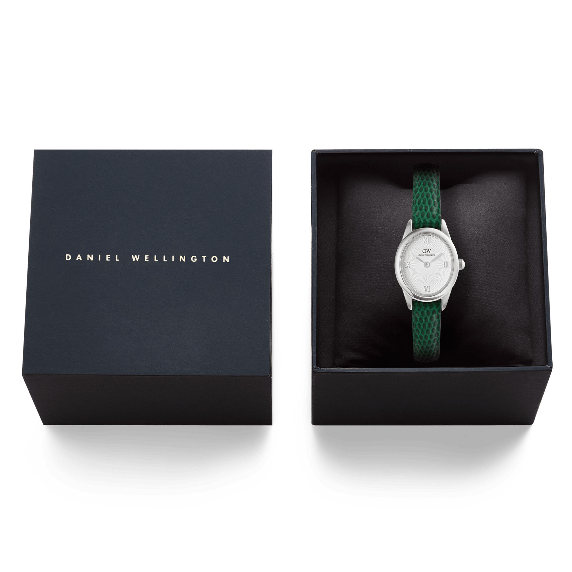 Daniel Wellington Ophelia Mini Green Lizard White Guilloché Silver