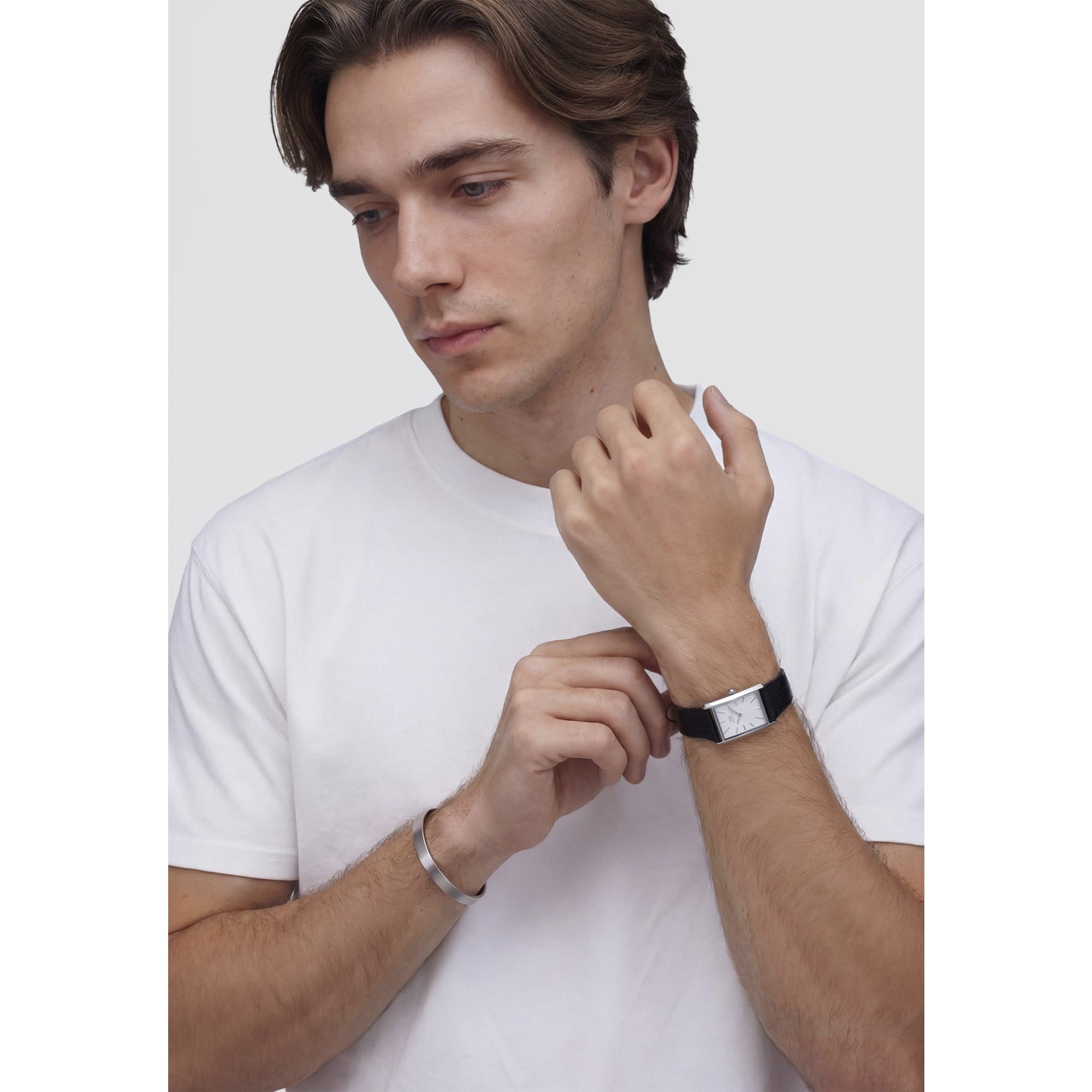 Daniel Wellington Bound Black Crocodile Guilloché Silver