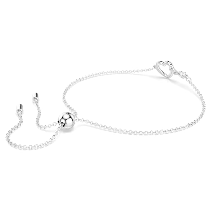 Swarovski Hyperbola bracelet, Infinity and heart, White, Rhodium plated