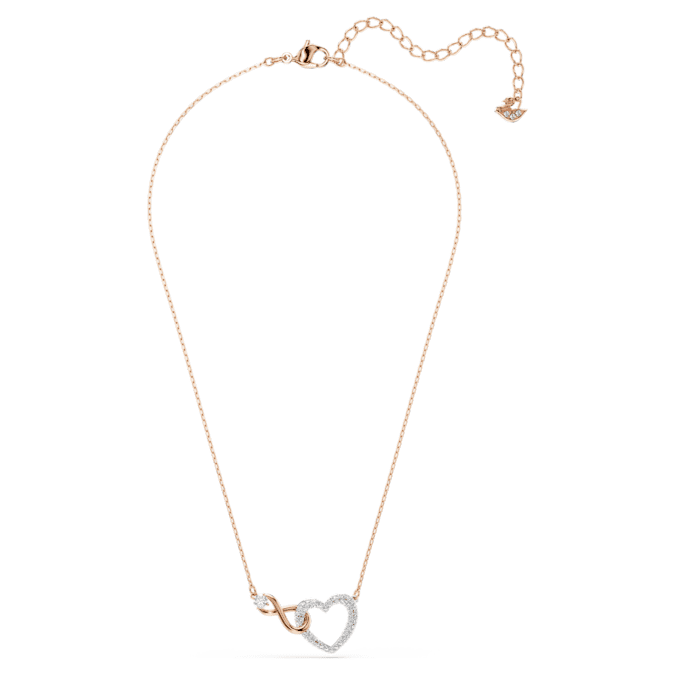 Swarovski Hyperbola necklace, Infinity and heart, White, Mixed metal finish