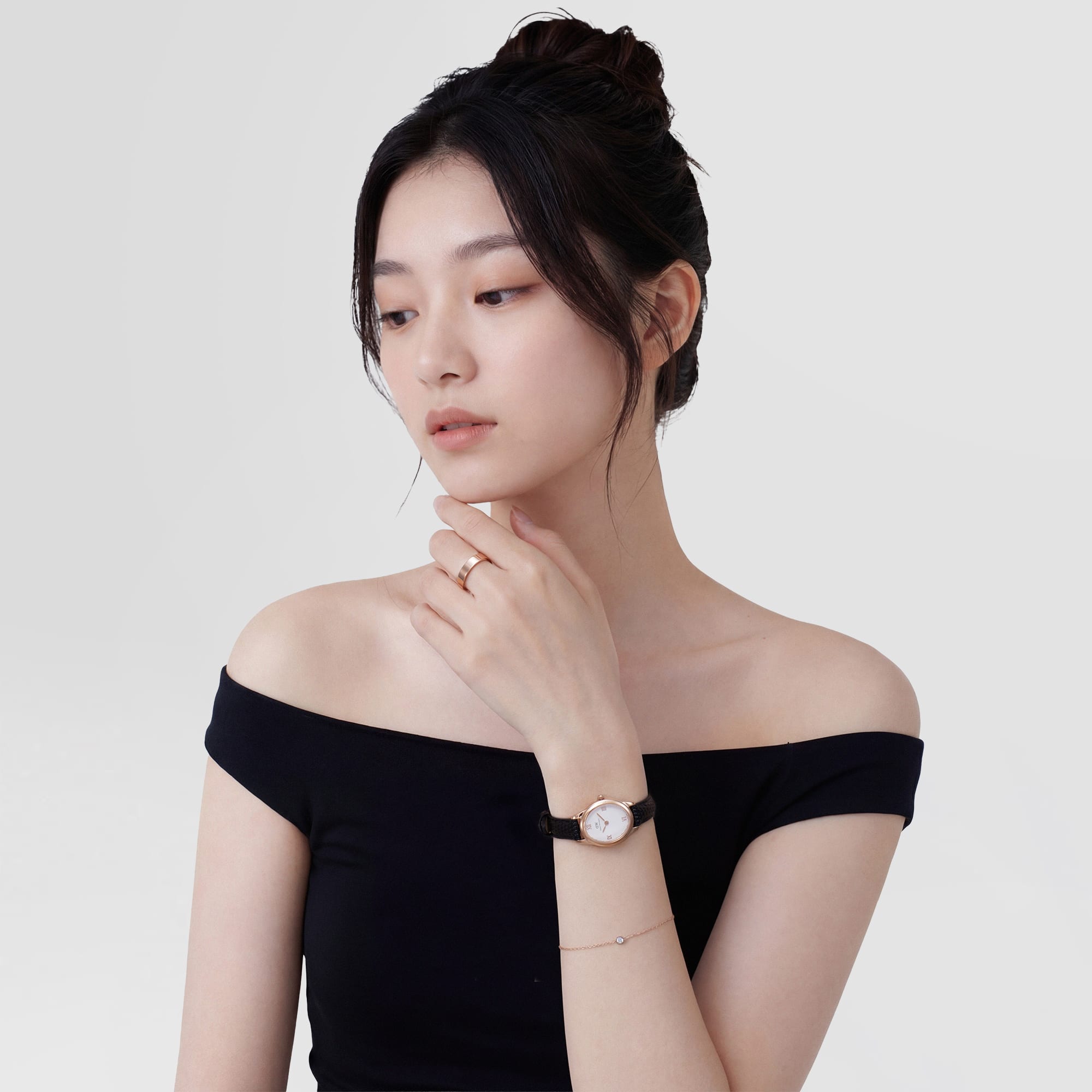 Daniel Wellington Ophelia Mini Black Lizard White Guilloché Rose Gold