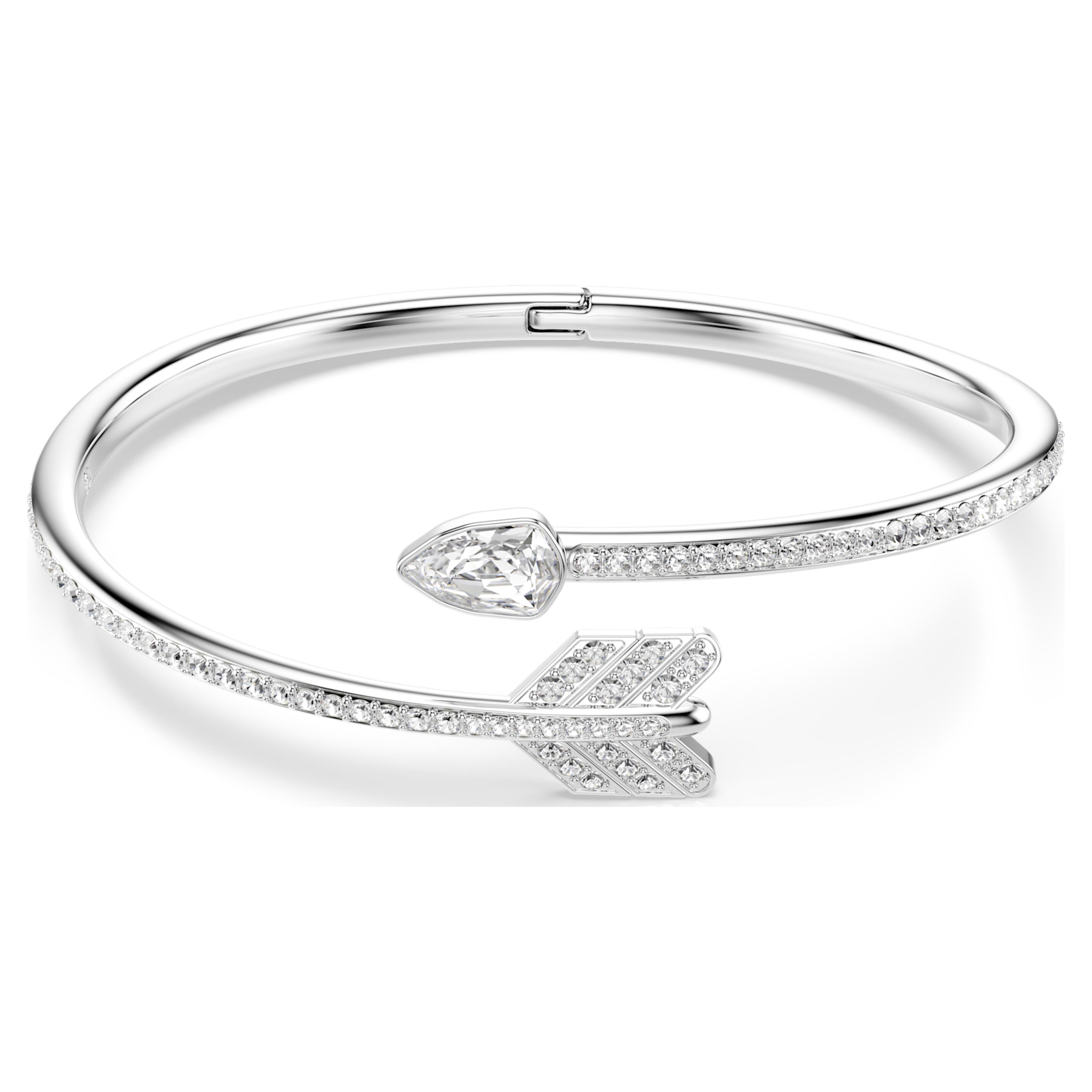 Swarovski Idyllia Bangle – Mixed cuts, Arrow, White, Rhodium plated