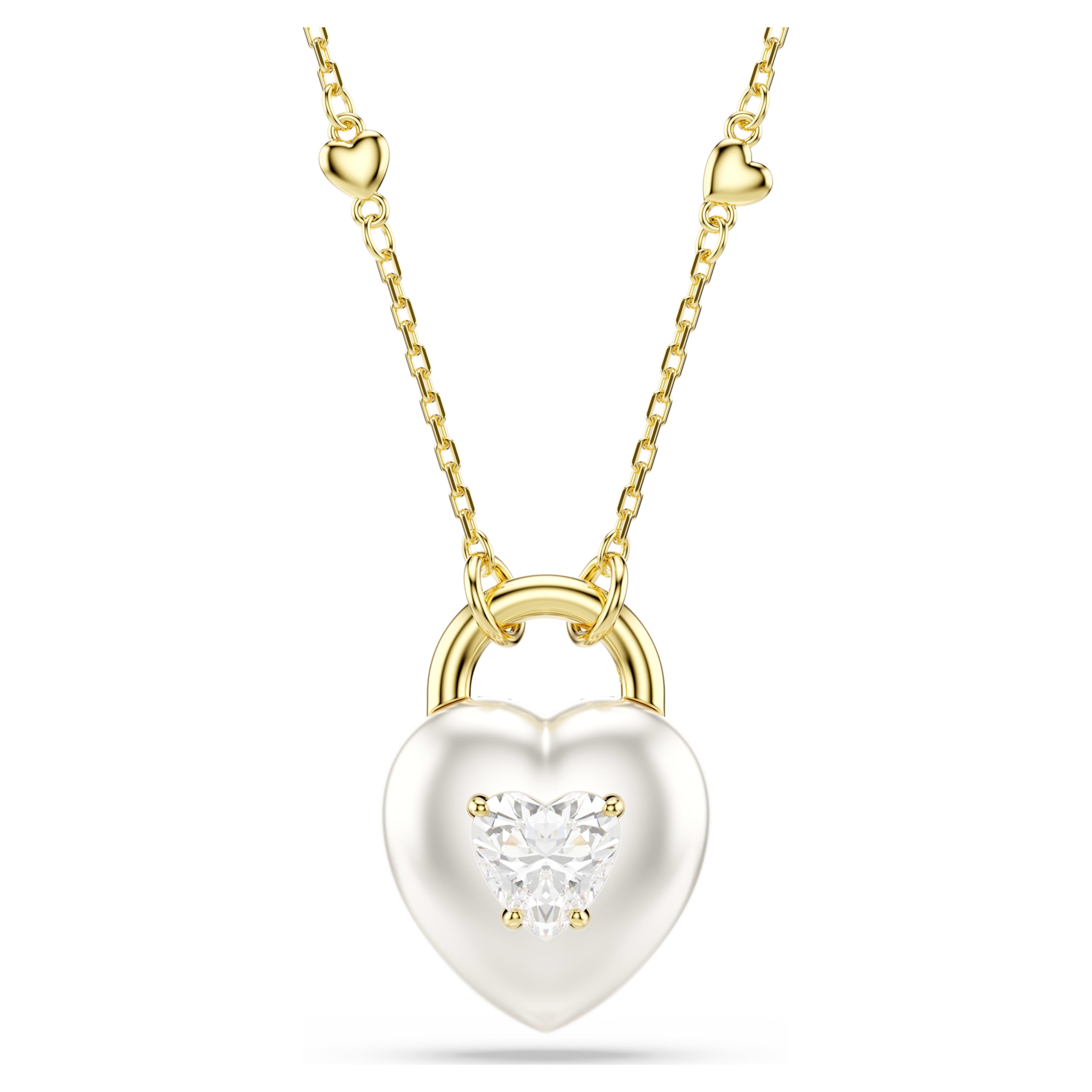 Swarovski Idyllia Pendant – Mixed cuts, Heart, White, 18K gold finish