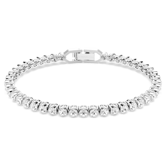 Swarovski Imber Emily Tennis bracelet, Round cut, White, Rhodium plated